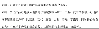 艾为电子：公司产品已逐步从消费电子领域转向AIOT、工业、汽车等领域