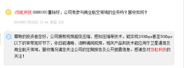 当虹科技：视频超级压缩等技术能应用于卫星通信及商业航天领域
