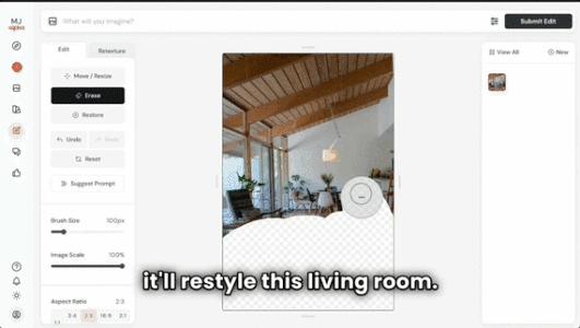 Midjourney又推AI修图神器！能消除，还能无中生有扩图