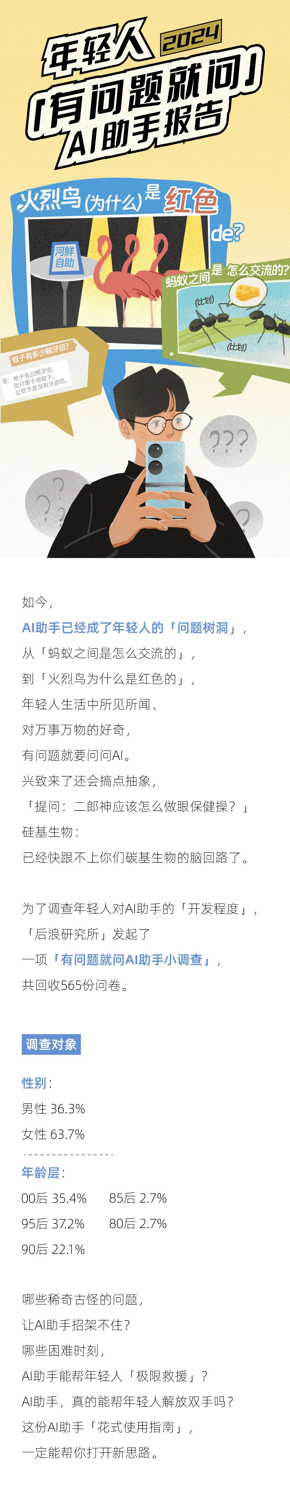 科技解放生产力，近半数00后每天都要「问问AI」 | 年轻人「有问题就问」AI助手报告