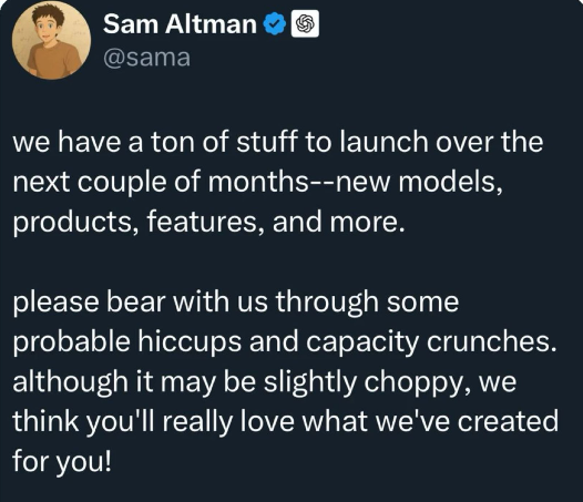 Sam Altman宣布：未来几个月 OpenAI 将发布大量东西