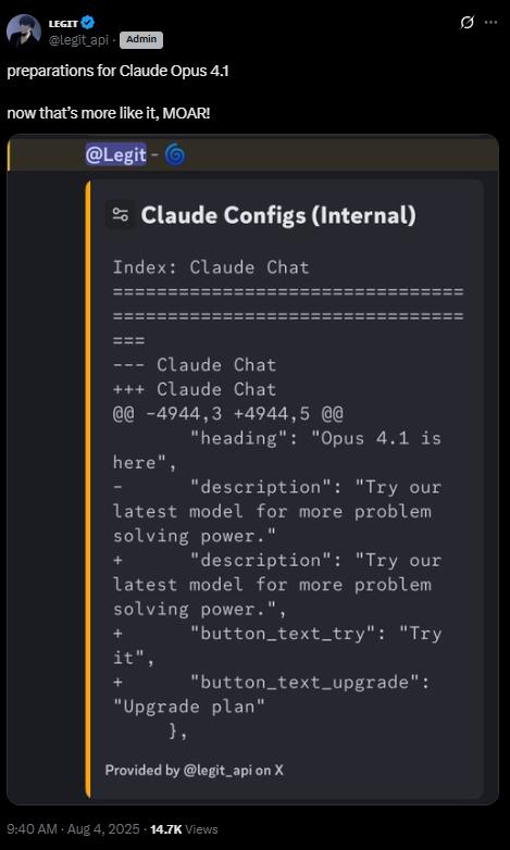 Claude 4.1即将问世：AI编程竞争加剧