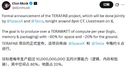 英特尔加入Terafab计划：马斯克的芯片制造野心