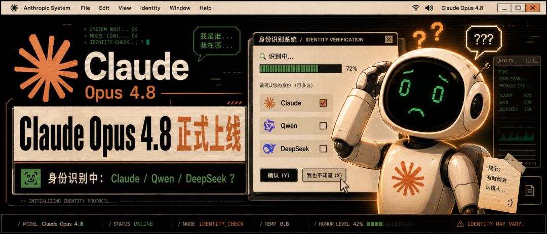 刚刚，Claude Opus 4.8 上线，张口就说自己是 DeepSeek、Qwen